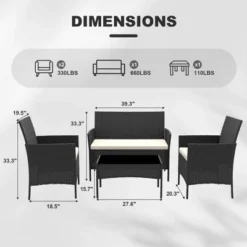 4-Piece All-Weather Patio Set - UV-Resistant PE Rattan & Rust-Proof Iron, Ergonomic Chairs, Tempered Glass Table For Indoor/Outdoor