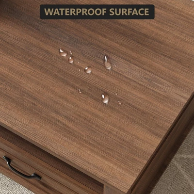 Farmhouse Coffee Table With Drawers, 47.2" Center Table Rustic Coffee Tables White Brown Living Room Table 4 Farmhouse Coffee Table With Drawers, 47.2" Center Table Rustic Coffee Tables White Brown Living Room Table - Image 4