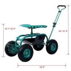 Rolling Garden Cart With 4 Wheels Tool Tray Basket Adjustable Height 360-degree Swivel Heavy-duty Frame Easy Assembly Garden Scooter Gardening -Garvee Sales GUEST 1ac58be8 f2c4 4b54 bb66 6e28c505c9ca
