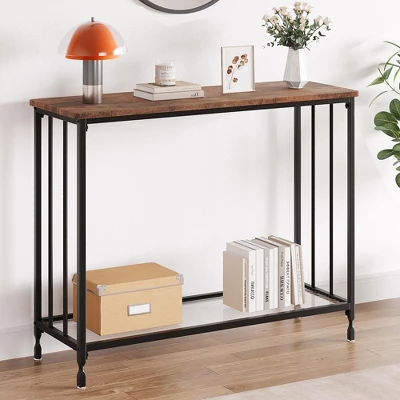 33.5"/41.5" Console Table, Industrial Entryway Table, Narrow Sofa Table With Glass Shelf 2 33.5"/41.5" Console Table, Industrial Entryway Table, Narrow Sofa Table With Glass Shelf - Image 2