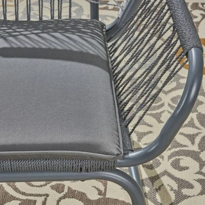 Patio Club Chairs Set Of 2, Outdoor Woven Rope Club Chairs With Steel Frame, Dining Chairs With Water Resistant Cushion For Garden, Backyard 2 Patio Club Chairs Set Of 2, Outdoor Woven Rope Club Chairs With Steel Frame, Dining Chairs With Water Resistant Cushion For Garden, Backyard - Image 2