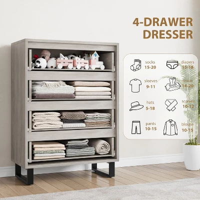 4 Dresser For Bedroom, 41.5" Tall Dresser, Freestanding Vertical Drawer Cabinet With Storage, Wooden Closet Storage Chest For Living Room, Entryway 2 4 Dresser For Bedroom, 41.5" Tall Dresser, Freestanding Vertical Drawer Cabinet With Storage, Wooden Closet Storage Chest For Living Room, Entryway - Image 2