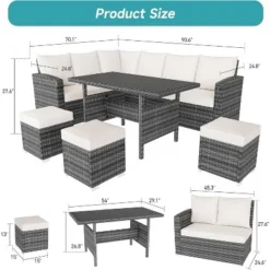 Garvee 7 Piece Outdoor Sectional Sofa With Dining Table,Patio Sectional Sofa Conversation Set All Weather Wicker Rattan Couch Dining Table & Chair -Garvee Sales GUEST 1b7a46c4 d3aa 48a6 9fe9 ab98d77ef7d1
