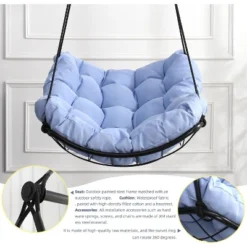 Hammock Chair Swing With Cushion - Outdoor Indoor Hanging Hammock Chair For Patio, Porch, Bedroom, Garden, Courtyard, Balcony 13 Hammock Chair Swing With Cushion - Outdoor Indoor Hanging Hammock Chair For Patio, Porch, Bedroom, Garden, Courtyard, Balcony -Garvee Sales GUEST 1bc91d20 f74b 4e4e 9dde 2d99997449ae