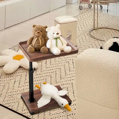 C-Shaped Adjustable Height End Table, 360-Degree Swivel TV Tray Table For Small Spaces, Side Table With Wheels For Living Room And Bedroom, Bed Side 7 C-Shaped Adjustable Height End Table, 360-Degree Swivel TV Tray Table For Small Spaces, Side Table With Wheels For Living Room And Bedroom, Bed Side - Image 7