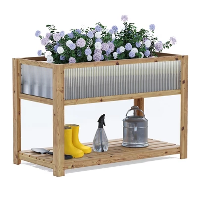 Raised Garden Bed Wood With Legs, Raised Garden Bed Planter Box With Storage Shelf, Outdoor Mobile Wooden Elevated Raised Beds 7 Raised Garden Bed Wood With Legs, Raised Garden Bed Planter Box With Storage Shelf, Outdoor Mobile Wooden Elevated Raised Beds - Image 7