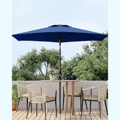 7.5Ft Outdoor Patio Umbrella With Push-Button Tilt And Crank, 6 Sturdy Ribs, UV-Resistant For Garden, Poolside, Patio, Backyard-Navy Blue 6 7.5Ft Outdoor Patio Umbrella With Push-Button Tilt And Crank, 6 Sturdy Ribs, UV-Resistant For Garden, Poolside, Patio, Backyard-Navy Blue - Image 6