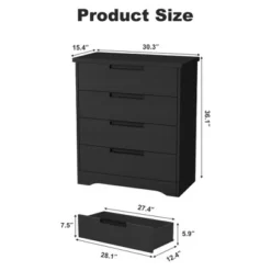 4 Drawer Dresser For Bedroom, Black Chest Of Drawer Nightstand With Embedded Handles, Wooden Dresser Organizer For Living Room Nursery Entryway Closet 11 4 Drawer Dresser For Bedroom, Black Chest Of Drawer Nightstand With Embedded Handles, Wooden Dresser Organizer For Living Room Nursery Entryway Closet -Garvee Sales GUEST 1d15b7c8 e08a 49cf 9630 287432b7b407