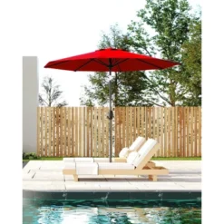 7.5FT Outdoor Patio Umbrella With 6 Sturdy Ribs, Table Umbrella With Push Button Tilt And Crank, UV Protection Waterproof (Red)