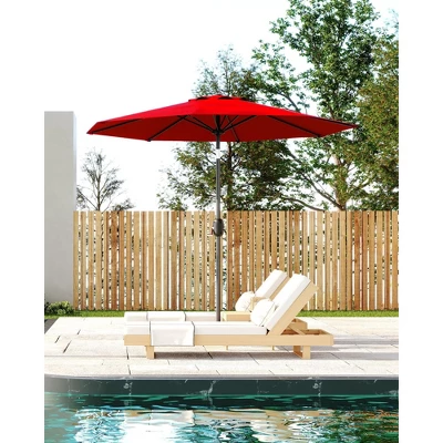 7.5FT Outdoor Patio Umbrella With 6 Sturdy Ribs, Table Umbrella With Push Button Tilt And Crank, UV Protection Waterproof (Red) 1 7.5FT Outdoor Patio Umbrella With 6 Sturdy Ribs, Table Umbrella With Push Button Tilt And Crank, UV Protection Waterproof (Red)