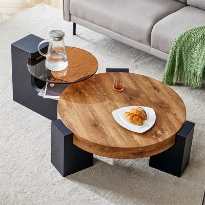 Modern Coffee Tables Set Of 2, Coffee Table With Detachable Nightstand, Accent Center Table With Glass Top Side Table For Bedroom Office 9 Modern Coffee Tables Set Of 2, Coffee Table With Detachable Nightstand, Accent Center Table With Glass Top Side Table For Bedroom Office - Image 9