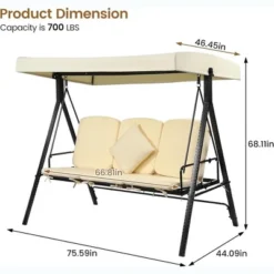 Whizmax 3 Seater Outdoor Porch Swing, Patio Swing Chair And Canopy, Adjustable Shade, Removable Cushion, Suitable For Balcony, Garden, Antique White 9 Whizmax 3 Seater Outdoor Porch Swing, Patio Swing Chair And Canopy, Adjustable Shade, Removable Cushion, Suitable For Balcony, Garden, Antique White -Garvee Sales GUEST 1e25b35e 1eda 4788 8ec0 1f8c2a34b364