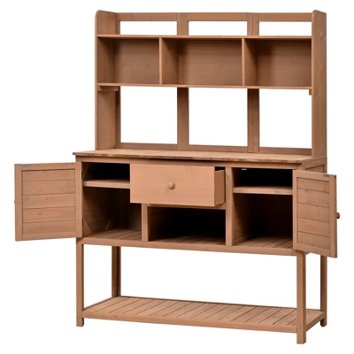 Garden Potting Bench With Hutch, 50.2" Fir Wood Gardening Workstation With Adjustable Shelves, Outdoor Planting Table For Backyard Balcony -Garvee Sales GUEST 1eddb5e3 b7c8 4e77 b217 09faaa6b4565