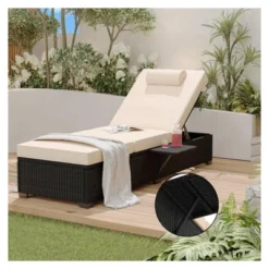 Garvee Patio Lounge Chairs, 2-Piece PE Wicker Patio Lounge Set, Adjustable Rattan Chaise Chairs W/Storage Table, Outdoor Pool Furniture -Garvee Sales GUEST 1ef30f54 ff48 42c7 853e fffae2a59310