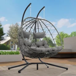 2 Persons Egg Chair With Stand, Large Rattan Wicker Swing With Headrest, Thick Cushion, Indoor Outdoor Hanging Basket Chair 11 2 Persons Egg Chair With Stand, Large Rattan Wicker Swing With Headrest, Thick Cushion, Indoor Outdoor Hanging Basket Chair -Garvee Sales GUEST 1f00f70e 6ffa 4eee a153 0aa262a92495