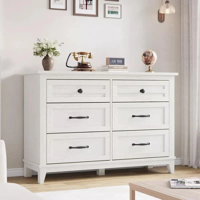 6 Dresser Cabinet, 47" Wide Drawer Dresser With Storage Freestanding, Wooden Closet Dresser Storage Chest For Bedroom Living Room 9 6 Dresser Cabinet, 47" Wide Drawer Dresser With Storage Freestanding, Wooden Closet Dresser Storage Chest For Bedroom Living Room - Image 9