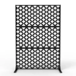 Metal Privacy Screen Outdoor 71"x47", Freestanding Decorative Privacy Fence Panel For Patio, Balcony, Deck, Garden, Indoor, Black Traditional 9 Metal Privacy Screen Outdoor 71"x47", Freestanding Decorative Privacy Fence Panel For Patio, Balcony, Deck, Garden, Indoor, Black Traditional -Garvee Sales GUEST 1f3400fa 79f2 4243 aa89 894f7aa9bc4d