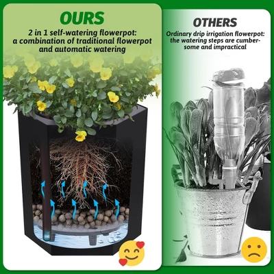 16 Inch Tall Planters Set Of 2, Self Watering Pots With Water Level Monitor, Bottom Wheels And Drainage Hole, Outdoor & Indoor Plant Pots For Patio 7 16 Inch Tall Planters Set Of 2, Self Watering Pots With Water Level Monitor, Bottom Wheels And Drainage Hole, Outdoor & Indoor Plant Pots For Patio - Image 7