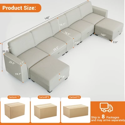 140"Sectional Couch For Living Room, Oversized Modular Sectional Sofa, U Shaped Modular Couch With Storage 1 140"Sectional Couch For Living Room, Oversized Modular Sectional Sofa, U Shaped Modular Couch With Storage