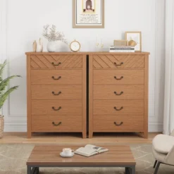 5 Drawer Dresser For Bedroom, 45.2" Tall Brown Chest Of Drawer With V Shape Design, Modern Wooden Closet Nightstand For Living Room Entryway Nursery 8 5 Drawer Dresser For Bedroom, 45.2" Tall Brown Chest Of Drawer With V Shape Design, Modern Wooden Closet Nightstand For Living Room Entryway Nursery -Garvee Sales GUEST 20463291 763d 4388 b188 27ff9aae379b