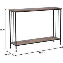 Console Table, Sofa Tables, Narrow Table With Glass Shelf And Metal Frame, Industrial 41.5" Behind Couch Table For Living Room, Entryway, Hallway