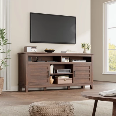 Modern TV Stand For 65 Inch, TV Semi-Open Double Door Cabinet With Shelves – Entertainment Center With 8 Storage For Living Room 3 Modern TV Stand For 65 Inch, TV Semi-Open Double Door Cabinet With Shelves – Entertainment Center With 8 Storage For Living Room - Image 3