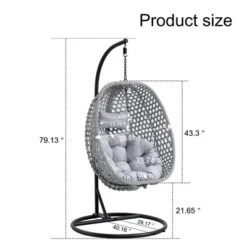 Swinging Chair Hammock Egg Chair Patio Wicker Swing Egg Hanging Chair With Stand, 350lbs Maximum Weight Capacity