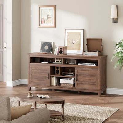 65" TV Stand Entertainment Center With Adjustable Shelves & 8 Storage Compartments, Semi-Open Double Door Cabinet For Living Room, Bedroom 6 65" TV Stand Entertainment Center With Adjustable Shelves & 8 Storage Compartments, Semi-Open Double Door Cabinet For Living Room, Bedroom - Image 6