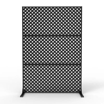 Metal Privacy Screen Outdoor 71"x47", Freestanding Decorative Privacy Fence Panel For Patio, Balcony, Deck, Garden, Indoor, Black Rustic 6 Metal Privacy Screen Outdoor 71"x47", Freestanding Decorative Privacy Fence Panel For Patio, Balcony, Deck, Garden, Indoor, Black Rustic - Image 6