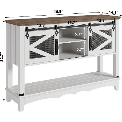 Farmhouse Entryway Console Table With Storage,46" Rustic Sofa Table With Sliding Barn Doors,Cabinet Organizer For Entryway,Living Room And Hallway 6 Farmhouse Entryway Console Table With Storage,46" Rustic Sofa Table With Sliding Barn Doors,Cabinet Organizer For Entryway,Living Room And Hallway - Image 6
