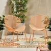 2pcs Outdoor Chairs, Shell Shaped Seats Dining Chair With Round Backrest, Patio Metal Bistro Chair, Weather-resistant Armless Chairs