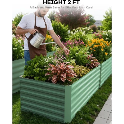 8x4x2ft Galvanized Raised Garden Bed,Deep Root Planter Box For Vegetables,Flowers,Herbs-Large Metal Raised Garden Bed Kit Outdoor,Green 1 8x4x2ft Galvanized Raised Garden Bed,Deep Root Planter Box For Vegetables,Flowers,Herbs-Large Metal Raised Garden Bed Kit Outdoor,Green