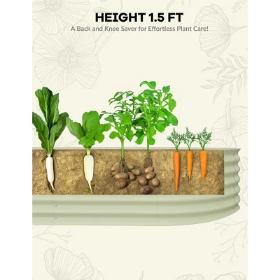 Galvanized Raised Garden Bed Outdoor, 2 Pcs 10x4x1.5 Ft Oval Metal Planter Box For Flowers, Vegetables, Herbs- Beige 4 Galvanized Raised Garden Bed Outdoor, 2 Pcs 10x4x1.5 Ft Oval Metal Planter Box For Flowers, Vegetables, Herbs- Beige - Image 4