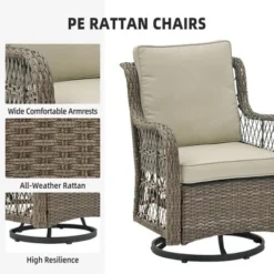 Whizmax Patio Wicker Chairs Swivel Rocker - Outdoor Swivel Rocking Chairs Set Of 2 With Rattan Side Table, Patio Swivel Glider Chair For Patio Porch 12 Whizmax Patio Wicker Chairs Swivel Rocker - Outdoor Swivel Rocking Chairs Set Of 2 With Rattan Side Table, Patio Swivel Glider Chair For Patio Porch -Garvee Sales GUEST 23579583 a6d9 4c16 81f9 a49d6683ad59