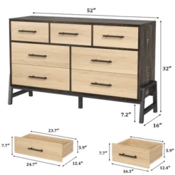 7 Dresser For Bedroom, 52" Wide Dresser, Wide Drawer With Storage Freestanding, Wooden Storage Chest For Living Room, Bedroom 17 7 Dresser For Bedroom, 52" Wide Dresser, Wide Drawer With Storage Freestanding, Wooden Storage Chest For Living Room, Bedroom -Garvee Sales GUEST 235e4039 0811 49e6 a7ac fd3c71a126be