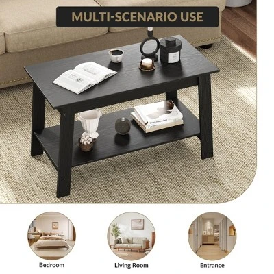 Stylish 31.5" Coffee Table With Open Shelves - 2-Tier Modern Industrial Design 7 Stylish 31.5" Coffee Table With Open Shelves - 2-Tier Modern Industrial Design - Image 7