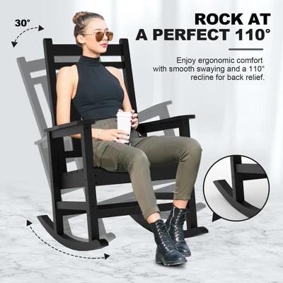 Outdoor HDPE Rocking Chairs Set Of 2, HDPE Oversized Patio Rocking Chairs, All Weather Resistant Porch Rocker, Heavy Duty Front Plastic Rockers 7 Outdoor HDPE Rocking Chairs Set Of 2, HDPE Oversized Patio Rocking Chairs, All Weather Resistant Porch Rocker, Heavy Duty Front Plastic Rockers - Image 7