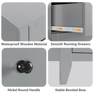 Dresser For Bedroom With 6 Drawers, 31.5" Farmhouse Chest Of Drawers Closet With Metal Handle, Wooden Dresser Organizer, For Bedroom, Living Room 3 Dresser For Bedroom With 6 Drawers, 31.5" Farmhouse Chest Of Drawers Closet With Metal Handle, Wooden Dresser Organizer, For Bedroom, Living Room - Image 3