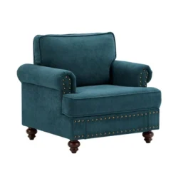 37.2" Modern Sofa Couch With Armrests, Rolling Arm, Wood Frame, Brown Legs Sectional Love Seat Upholstered Sofa