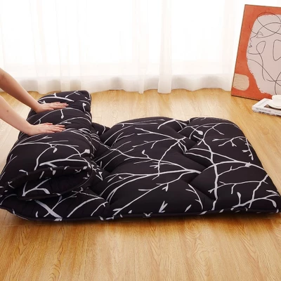 Floral Printed Futon Floor Mattress Twin/Full Size Japanese Style Roll Up Sleeping Mattress Pad For Indoor Outdoor Travel 4 Floral Printed Futon Floor Mattress Twin/Full Size Japanese Style Roll Up Sleeping Mattress Pad For Indoor Outdoor Travel - Image 4