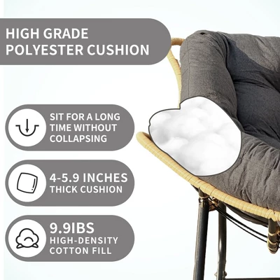 Outdoor Rocking Chair, Patio Egg Rocking Chair, Indoor Passant Chair, Rattan Wicker Lounge Chair, Modern Royal Chair For Bedroom, Living Room, Beige 6 Outdoor Rocking Chair, Patio Egg Rocking Chair, Indoor Passant Chair, Rattan Wicker Lounge Chair, Modern Royal Chair For Bedroom, Living Room, Beige - Image 6