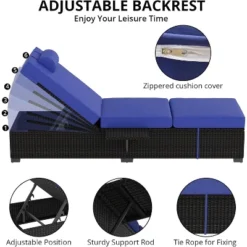 2 PCS Patio Chaise Lounge Chairs, Recliner Chairs With Side Foldable Tabletop, Reclining Chair With Adjustable Backrest Cushions For Poolside -Garvee Sales GUEST 25d84410 9f71 4e02 9940 34257429c498