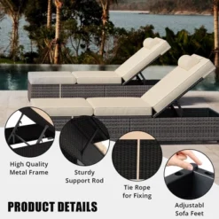 Set Of 2 Outdoor PE Wicker Patio Chaise Pool Lounge Chairs 13 Set Of 2 Outdoor PE Wicker Patio Chaise Pool Lounge Chairs -Garvee Sales GUEST 260df6c6 9144 499b 8f11 39acc4228d3f