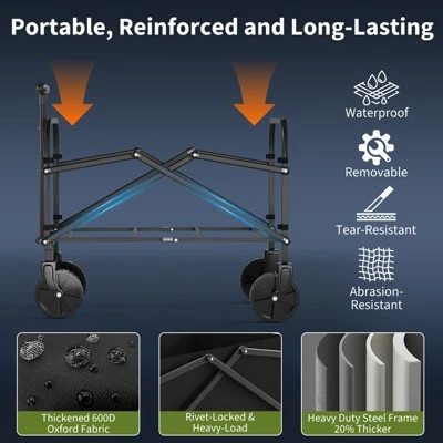 Garden Trolley, Foldable Wagon, Foldable Utility Cart Handcart -240LBS Capacity With Adjustable Handle Trolley For Camping Sports Shopping 5 Garden Trolley, Foldable Wagon, Foldable Utility Cart Handcart -240LBS Capacity With Adjustable Handle Trolley For Camping Sports Shopping - Image 5