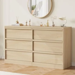 Garvee Modern Double Dresser Organizer With 6 Drawers Large Storage, Wooden Chest Of Drawers For Living Room, Bedroom, Nursery, Hallway -Garvee Sales GUEST 26285a47 07d6 48c7 b54e 74adc9de3a89