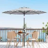 9 FT Patio Umbrella, Table Umbrella Outdoor Patio With Crank Lift & Push Button Tilt, 8 Sturdy Ribs For Yard, Deck, Pool