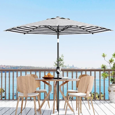 9 FT Patio Umbrella, Table Umbrella Outdoor Patio With Crank Lift & Push Button Tilt, 8 Sturdy Ribs For Yard, Deck, Pool 1 9 FT Patio Umbrella, Table Umbrella Outdoor Patio With Crank Lift & Push Button Tilt, 8 Sturdy Ribs For Yard, Deck, Pool