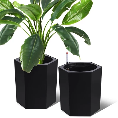 16 Inch Tall Planters Set Of 2, Self Watering Pots With Water Level Monitor, Bottom Wheels And Drainage Hole, Outdoor & Indoor Plant Pots For Patio 9 16 Inch Tall Planters Set Of 2, Self Watering Pots With Water Level Monitor, Bottom Wheels And Drainage Hole, Outdoor & Indoor Plant Pots For Patio - Image 9