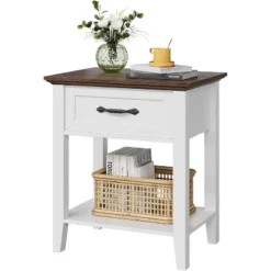 Nightstand With Drawer And 2-Tier Storage Shelves, Versatile End Table For Bedroom, Living Room, Dorm, And Small Spaces -Garvee Sales GUEST 27d97ae4 8bae 4111 b84b 0910fac9b4c3