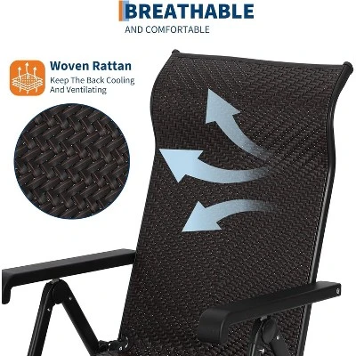 Folding Rattan Chaise Lounge Chair – Portable Outdoor Recliner With Adjustable Foot Rest & Backrest, Weather-Resistant Ideal For Patio Garden Beach 5 Folding Rattan Chaise Lounge Chair – Portable Outdoor Recliner With Adjustable Foot Rest & Backrest, Weather-Resistant Ideal For Patio Garden Beach - Image 5